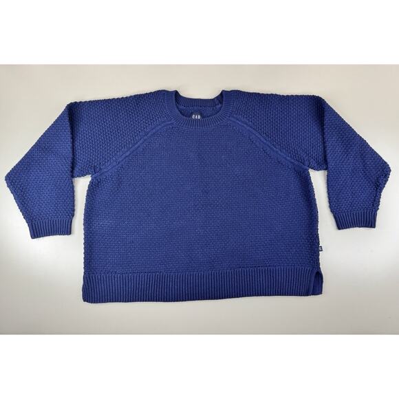 GAP Womens XXL Boxy Fisherman Crewneck Sweater XXL Navy Blue Chunky Knit Preppy - Picture 1 of 10